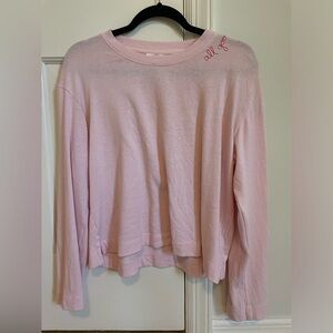 Sundry Pink Pullover with Orange Stitching Detail